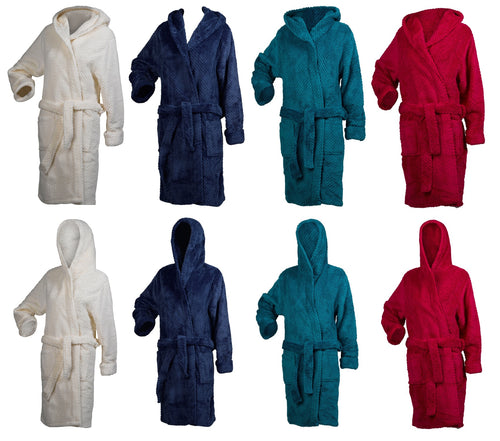 Slenderella Ladies Hooded Waffle Dressing Gown (Various Colours & Sizes)