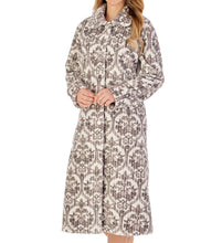 Load image into Gallery viewer, Slenderella Ladies Damask Waffle Fleece Button Dressing Gown (2 Colours)