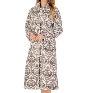 Slenderella Ladies Damask Waffle Fleece Button Dressing Gown (2 Colours)
