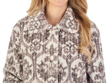 Load image into Gallery viewer, Slenderella Ladies Damask Waffle Fleece Button Dressing Gown (2 Colours)