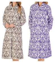 Load image into Gallery viewer, Slenderella Ladies Damask Waffle Fleece Button Dressing Gown (2 Colours)