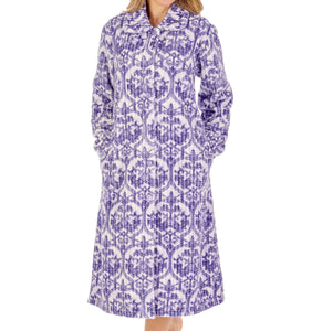 Slenderella Ladies Damask Waffle Fleece Button Dressing Gown (2 Colours)