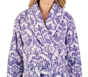 Slenderella Ladies Damask Waffle Fleece Wrap Dressing Gown (2 Colours)