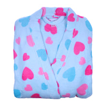 Load image into Gallery viewer, Slenderella Ladies Heart Pattern Soft Fleece Wrap Dressing Gown (Aqua or White)