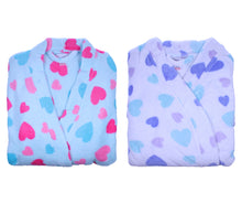 Load image into Gallery viewer, Slenderella Ladies Heart Pattern Soft Fleece Wrap Dressing Gown (Aqua or White)