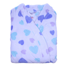 Load image into Gallery viewer, Slenderella Ladies Heart Pattern Soft Fleece Wrap Dressing Gown (Aqua or White)