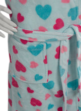 Load image into Gallery viewer, Slenderella Ladies Heart Pattern Soft Fleece Wrap Dressing Gown (Aqua or White)