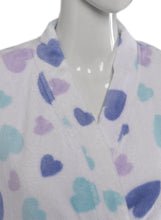 Load image into Gallery viewer, Slenderella Ladies Heart Pattern Soft Fleece Wrap Dressing Gown (Aqua or White)