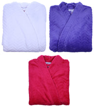 Load image into Gallery viewer, Slenderella Ladies Luxurious Zig Zag Pattern Soft Fleece Dressing Gown (3 Colours)