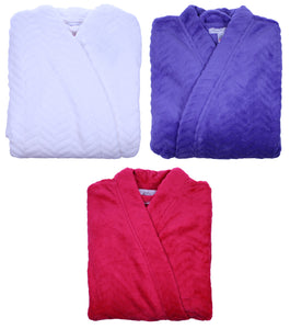 Slenderella Ladies Luxurious Zig Zag Pattern Soft Fleece Dressing Gown (3 Colours)