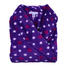 Load image into Gallery viewer, Slenderella Ladies Luxurious Star Print Soft Fleece Dressing Gown (Cream or Purple)