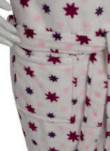 Load image into Gallery viewer, Slenderella Ladies Luxurious Star Print Soft Fleece Dressing Gown (Cream or Purple)