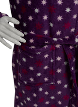 Load image into Gallery viewer, Slenderella Ladies Luxurious Star Print Soft Fleece Dressing Gown (Cream or Purple)