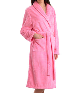 Slenderella Ladies Luxury Ribbed Fleece Dressing Gown (2 Colours)