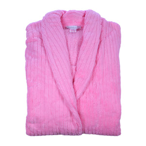 Slenderella Ladies Luxury Ribbed Fleece Dressing Gown (2 Colours)