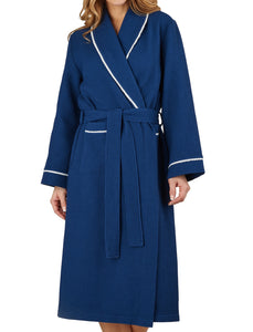 Slenderella Ladies Lightweight Waffle Robe with Lace Trim (5 Colours)