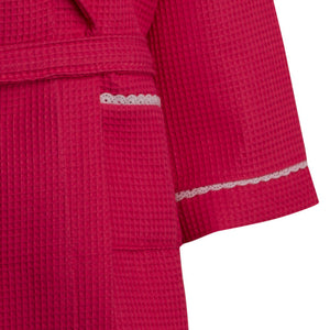 Slenderella Ladies Lightweight Waffle Robe with Lace Trim (5 Colours)