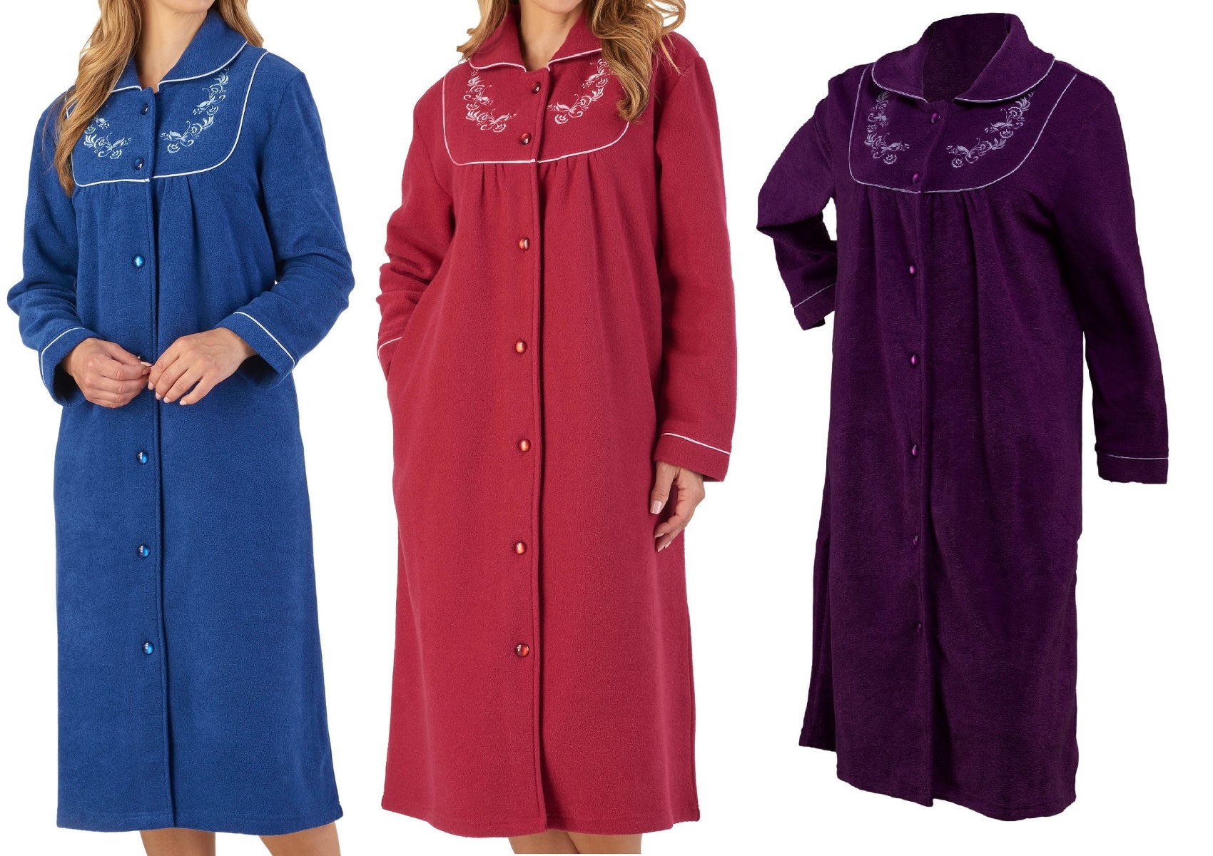 chinese dress ladies Slenderella Ladies Button Up Boucle Fleece Dressing Gown (3 Colours) –  Classic Home Store