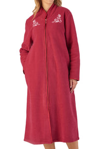 Slenderella Ladies Zip Up Boucle Fleece Dressing Gown (3 Colours)