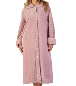 Slenderella Ladies Button Up Faux Fur Collar Dressing Gown (Small - XXXL)