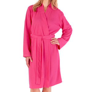 Slenderella Ladies Lightweight Plain Waffle Robe (5 Colours)