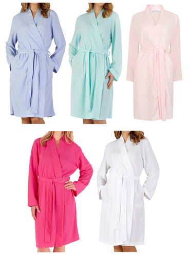 Slenderella Ladies Lightweight Plain Waffle Robe (5 Colours)