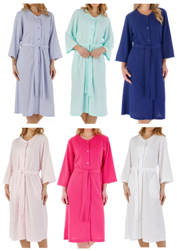 Slenderella Ladies Lightweight Button Through Waffle Robe (5 Colours)