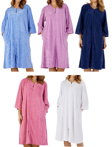 Slenderella Floral Embossed Zip Through Dressing Gown (Small - XXXL)