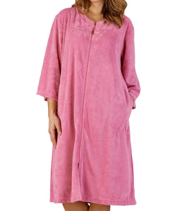 Slenderella Floral Embossed Zip Through Dressing Gown (Small - XXXL)