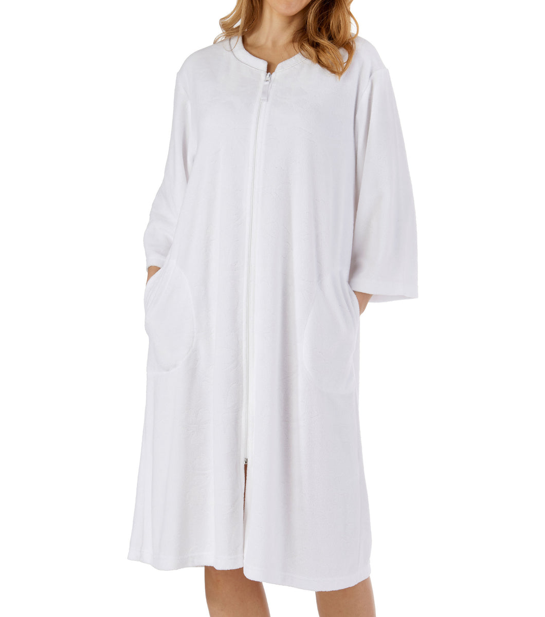 Slenderella Floral Embossed Zip Through Dressing Gown (Small - XXXL)