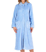 Load image into Gallery viewer, Slenderella Ladies Button Up Fleece Dressing Gown with Waffle Detail (Small - XXXL)
