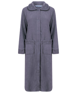 Slenderella Ladies Button Up Fleece Dressing Gown with Waffle Detail (Small - XXXL)