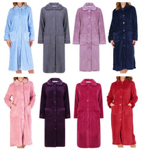 Load image into Gallery viewer, Slenderella Ladies Button Up Fleece Dressing Gown with Waffle Detail (Small - XXXL)