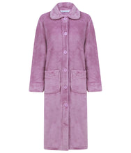 Load image into Gallery viewer, Slenderella Ladies Button Up Fleece Dressing Gown with Waffle Detail (Small - XXXL)