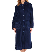 Load image into Gallery viewer, Slenderella Ladies Button Up Fleece Dressing Gown with Waffle Detail (Small - XXXL)