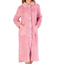 Load image into Gallery viewer, Slenderella Ladies Button Up Fleece Dressing Gown with Waffle Detail (Small - XXXL)