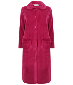 Slenderella Ladies Button Up Fleece Dressing Gown with Waffle Detail (Small - XXXL)