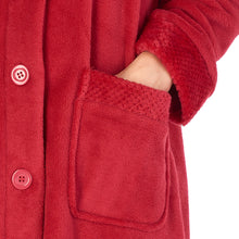 Load image into Gallery viewer, Slenderella Ladies Button Up Fleece Dressing Gown with Waffle Detail (Small - XXXL)