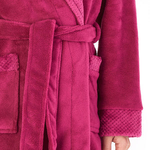 Slenderella Shawl Collar Wrap Robe with Waffle Detail (Small - XXXL)