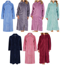 Load image into Gallery viewer, Slenderella Zip Up Waffle Fleece Dressing Gown (7 Colours)
