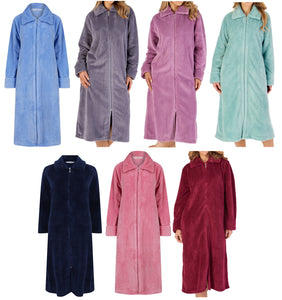 Slenderella Zip Up Waffle Fleece Dressing Gown (7 Colours)