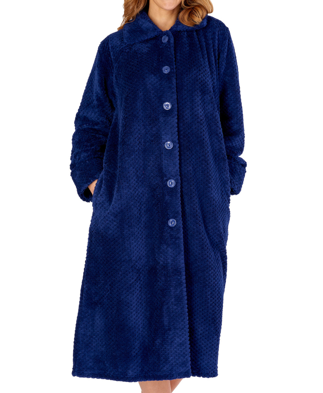 Slenderella Button Up Waffle Fleece Dressing Gown (7 Colours)