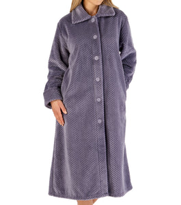 Slenderella Button Up Waffle Fleece Dressing Gown (7 Colours)