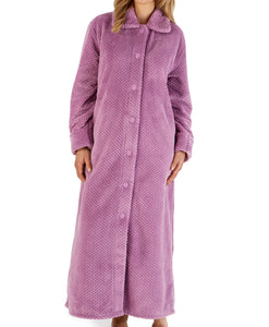 Slenderella Button Up Ankle Length Waffle Fleece Dressing Gown (7 Colours)