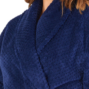 Slenderella Shawl Collar Waffle Fleece Long Dressing Gown (7 Colours)