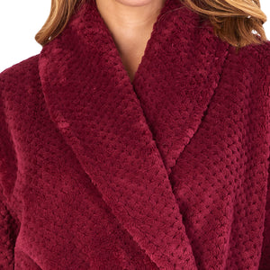Slenderella Shawl Collar Waffle Fleece Long Dressing Gown (7 Colours)