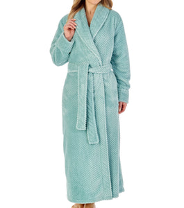 Slenderella Shawl Collar Waffle Fleece Long Dressing Gown (7 Colours)