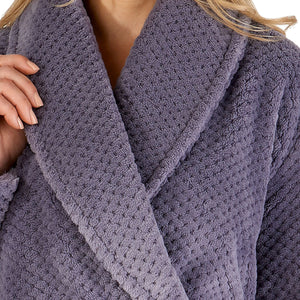 Slenderella Shawl Collar Waffle Fleece Long Dressing Gown (7 Colours)