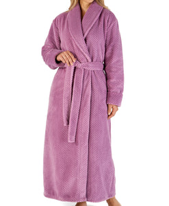 Slenderella Shawl Collar Waffle Fleece Long Dressing Gown (7 Colours)