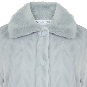 Slenderella Ladies Faux Fur Collar Button Through Dressing Gown (4 Colours)